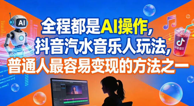 全程都是AI操作,抖音汽水音乐人玩法,普通人最容易变现的方法之一-破浪圈