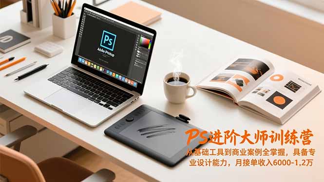 PS进阶大师训练营,从基础工具到商业案例全掌握,具备专业设计能力,月接单收入6000-1.2万-破浪圈