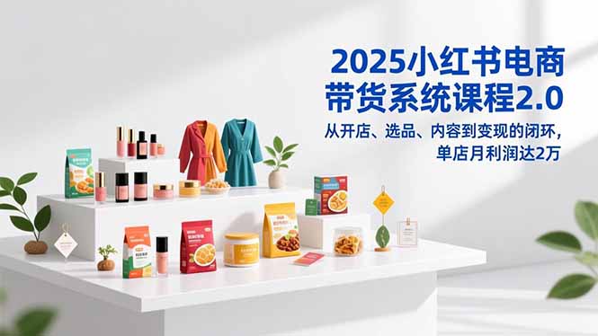 2025小红书电商带货系统课程2.0,从开店、选品、内容到变现的闭环,单店月利润达2万-破浪圈