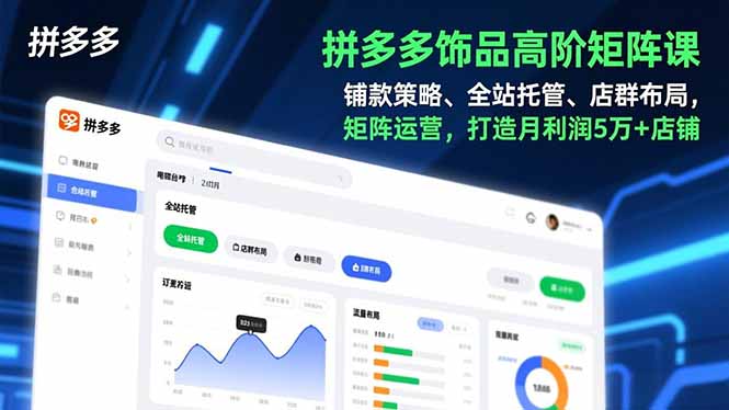 拼多多饰品高阶矩阵课，铺款策略、全站托管、店群布局，矩阵运营，打造月利润5万+店铺-破浪圈