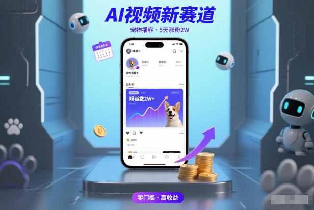 AI视频新赛道，宠物播客仅注册5天涨粉2W，收益非常可观-破浪圈