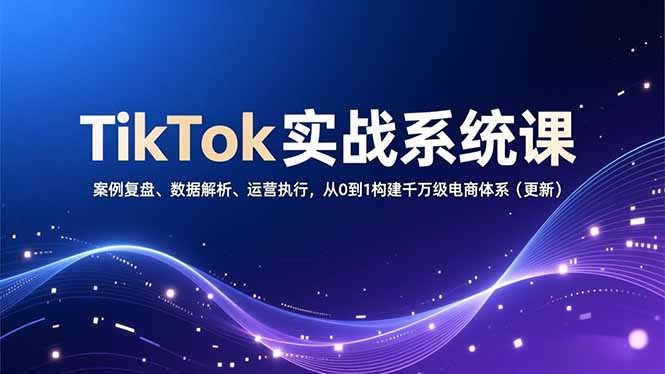 TikTok实战系统课,案例复盘、数据解析、运营执行,从0到1构建千万级电商体系(更新-破浪圈