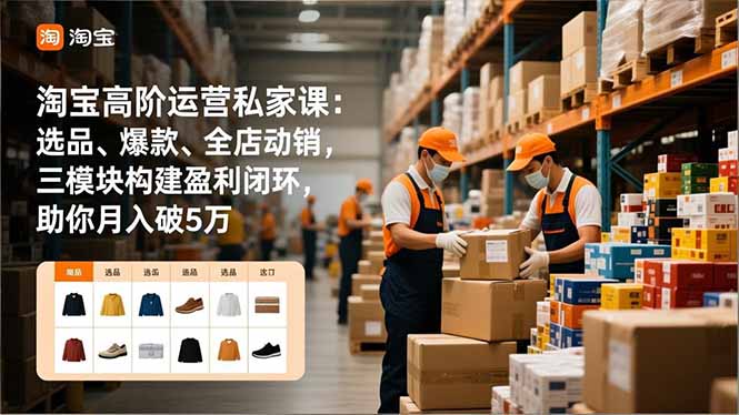 淘宝高阶运营私家课：选品、爆款、全店动销，三模块构建盈利闭环，助你月入破5万(更新12月-破浪圈