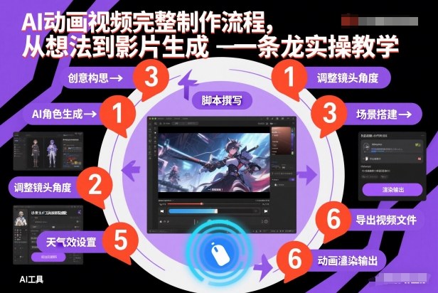 AI动画视频完整制作流程，从想法到影片生成一条龙实操教学-破浪圈