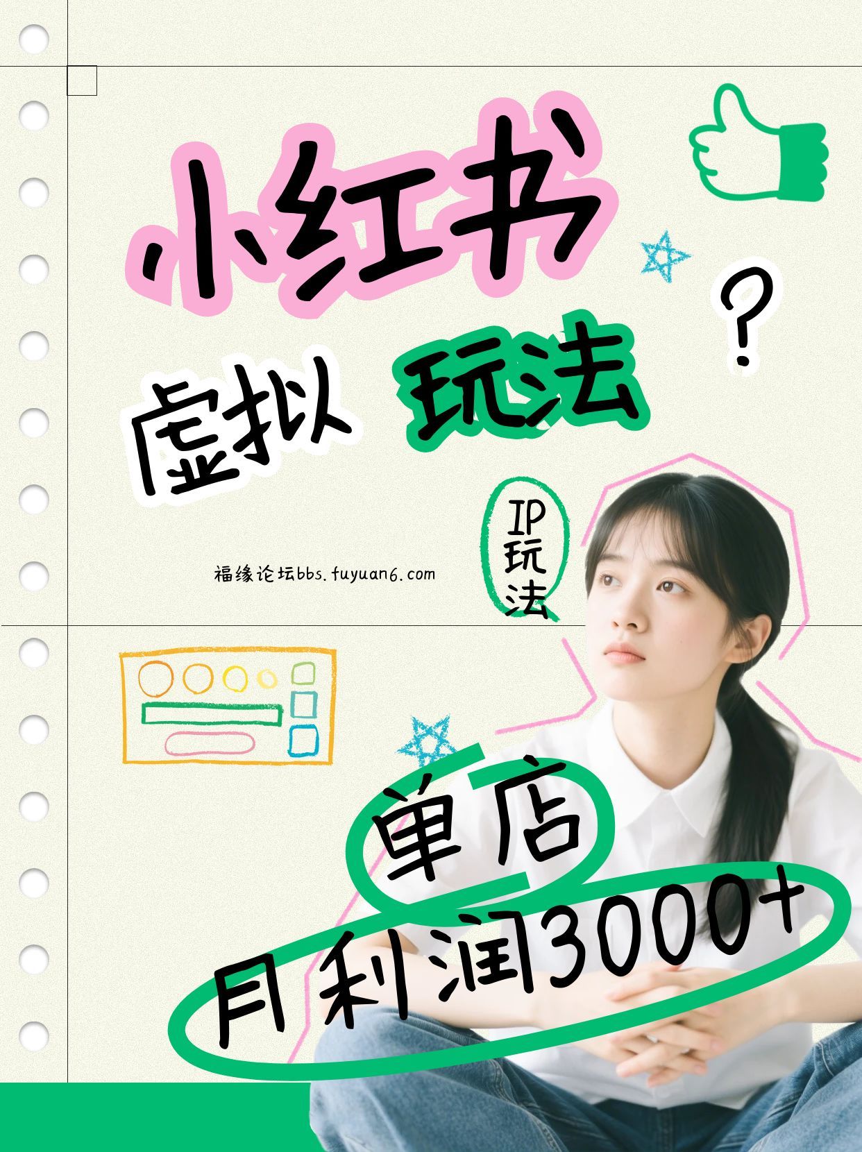 小红书虚拟玩法(铺货流和单品玩法),单店月利润3000+,IP打法+原创商品(0违规)-破浪圈