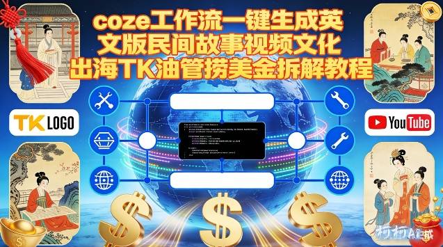 Coze扣子工作流一键生成英文版民间故事视频，文化出海TK油管捞美金拆解教程-破浪圈