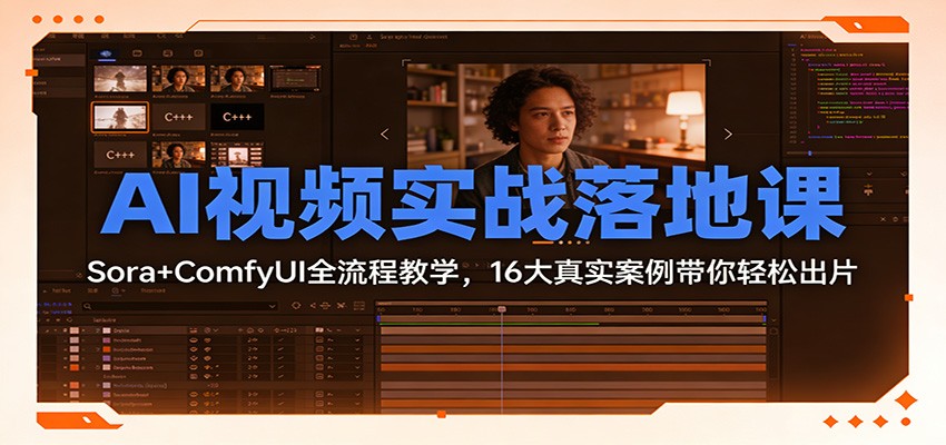 AI视频实战落地课:Sora+ComfyUI全流程教学,16大真实案例带你轻松出片-破浪圈
