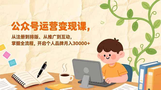 公众号运营变现课,从注册到排版、从推广到互动,掌握全流程,开启个人品牌月入30000+-破浪圈