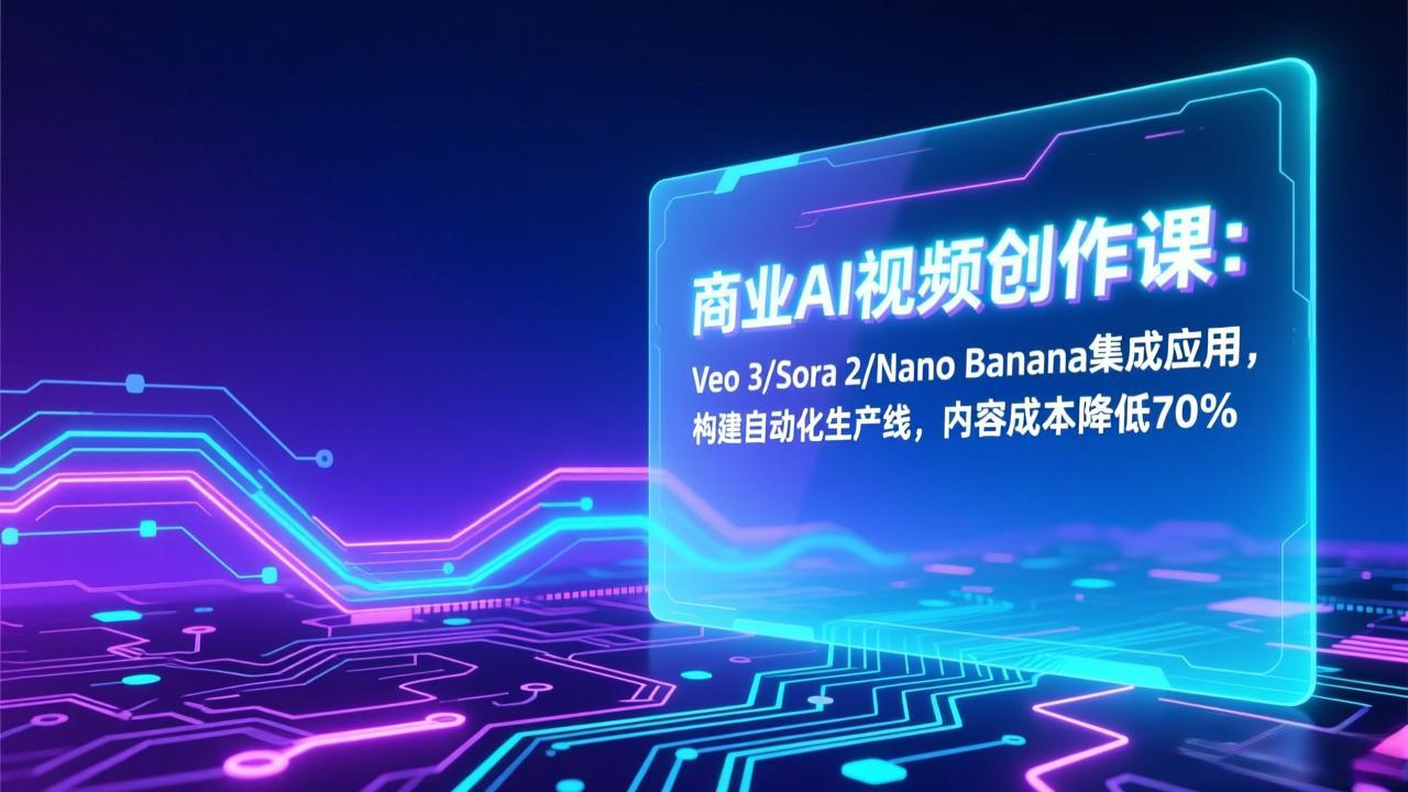 商业AI视频创作课：Veo 3/Sora 2/Nano Banana集成应用，构建自动化生产线，内容成本降低70%-破浪圈