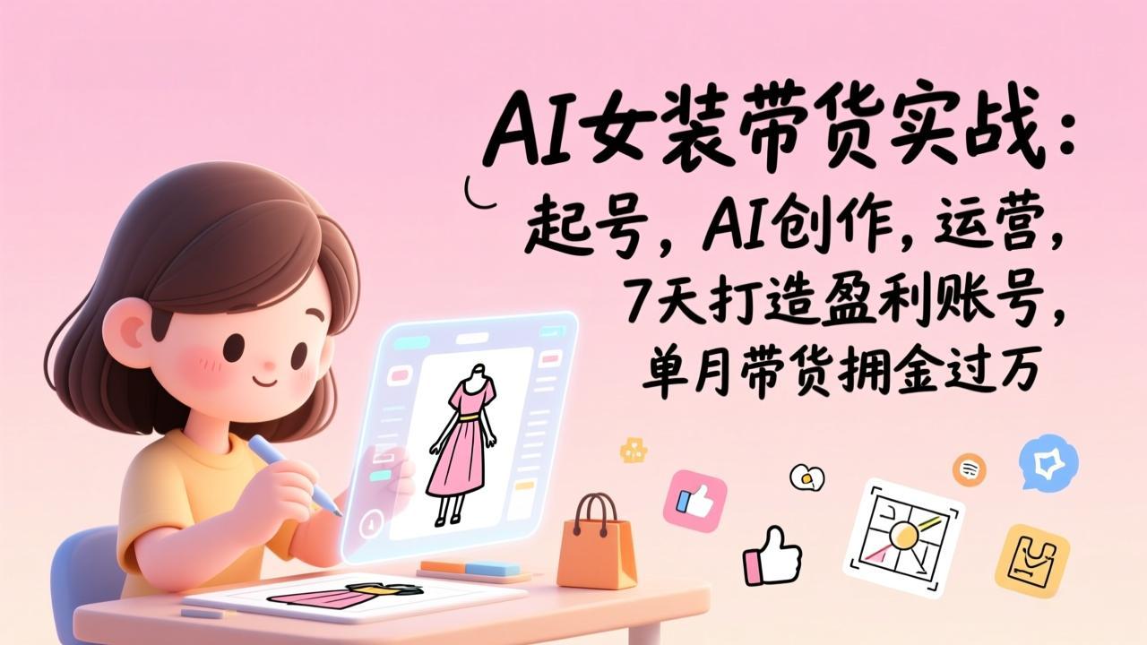 AI女装带货实战:起号,AI创作,运营,7天打造盈利账号,单月带货佣金过万-破浪圈