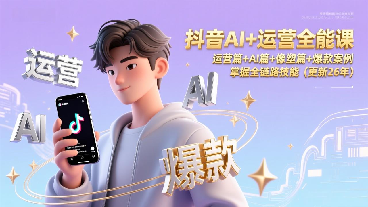抖音AI+运营全能课，运营篇+AI篇+像塑篇+爆款案例，掌握全链路技能(更新26年-破浪圈