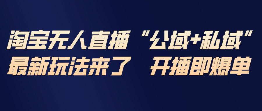 淘宝无人直播最新玩法，包含私域和公域两种玩法-破浪圈