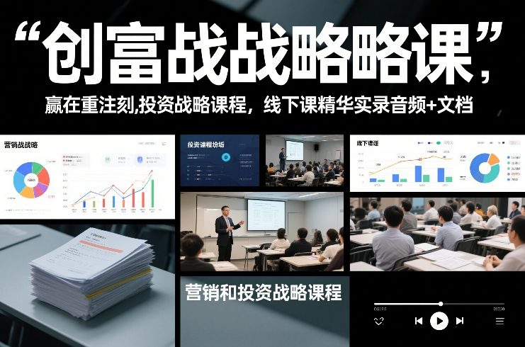 创富战略课,赢在重注时刻,营销和投资战略课程,线下课精华实录音频+文档-破浪圈