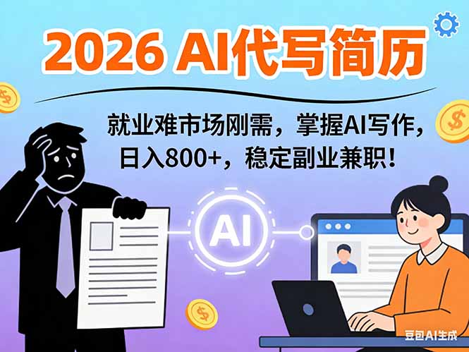 AI代写简历,超暴利,用万能模板月入1-3万实战教程,2026年市场刚需!-破浪圈