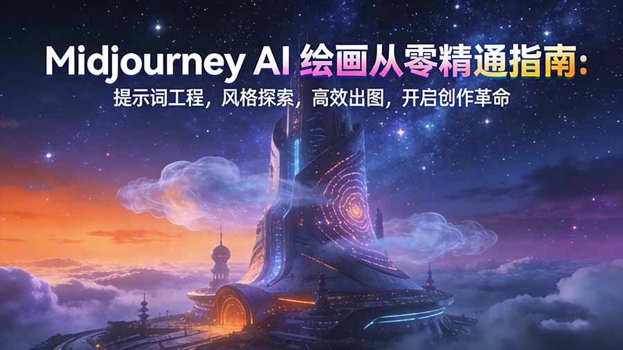 Midjourney AI绘画从零精通指南:提示词工程,风格探索,高效出图,开启创作革命-破浪圈