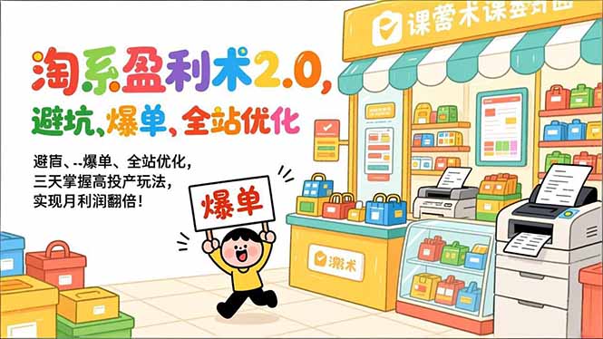 淘系盈利术2.0,避坑、爆单、全站优化,三天掌握高投产玩法,实现月利润翻倍!-破浪圈