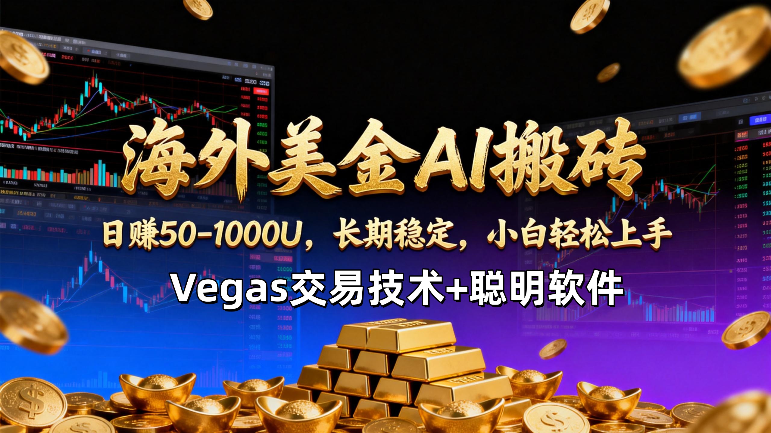 【海外美金AI搬砖】Vegas交易技术+聪明软件，日赚50-1000U，长期稳定，小白轻松上手。-破浪圈