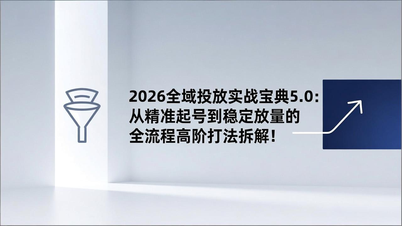 2026全域投放实战宝典5.0:从精准起号到稳定放量的全流程高阶打法拆解!-破浪圈