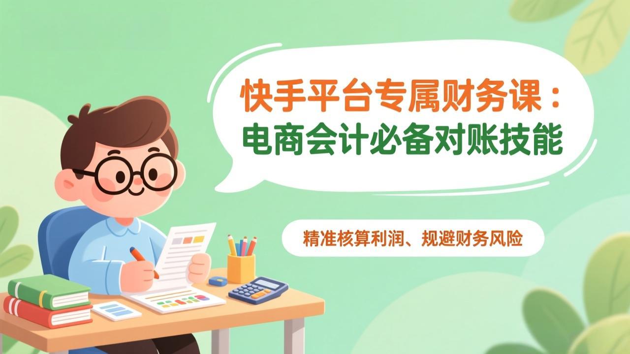 快手平台专属财务课：电商会计必备对账技能，精准核算利润、规避财务风险-破浪圈