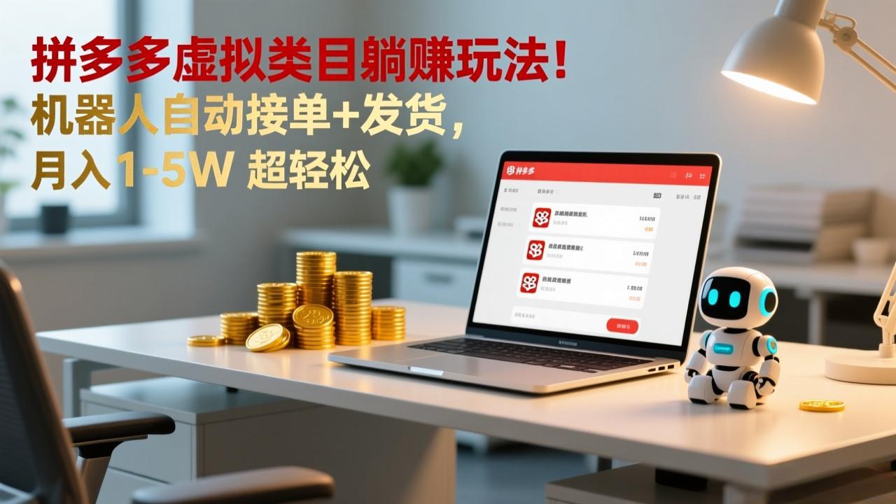 多多虚拟类目躺赚玩法!机器人自动接单+发货,月入 1-5W 超轻松-破浪圈