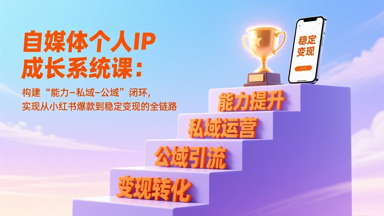 自媒体个人IP成长系统课:构建“能力-私域-公域”闭环,实现从小红书爆款到稳定变现的全链路-破浪圈