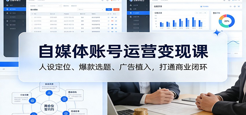 自媒体账号运营变现课：人设定位、爆款选题、广告植入，打通商业闭环-破浪圈