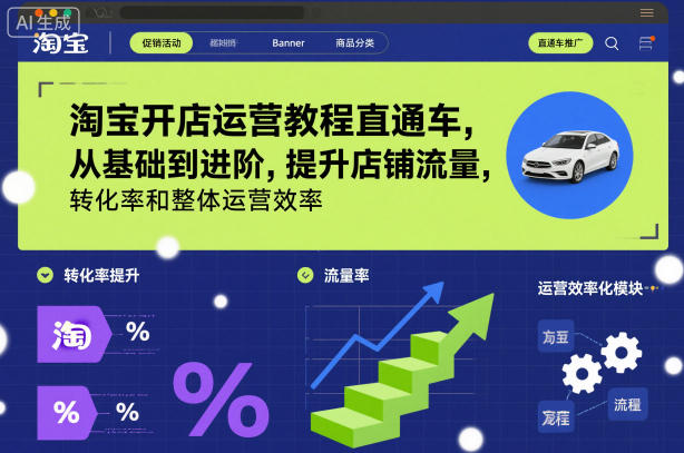 淘宝开店运营教程直通车，从基础到进阶，提升店铺流量，转化率和整体运营效率(更新26年1月)-破浪圈