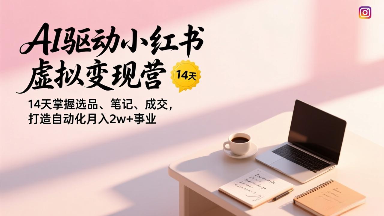 AI驱动小红书虚拟变现营,14天掌握选品、笔记、成交,打造自动化月入2w+事业-破浪圈