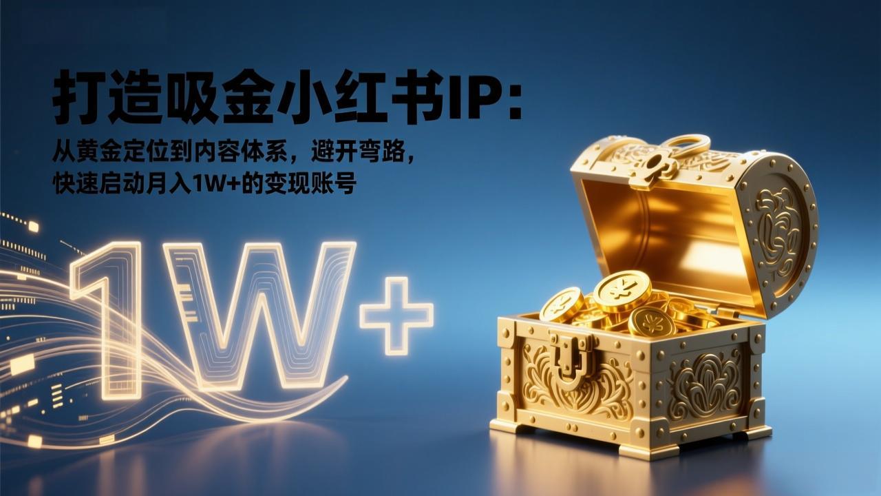 打造吸金小红书IP：从黄金定位到内容体系，避开弯路，快速启动月入1W+的变现账号-破浪圈