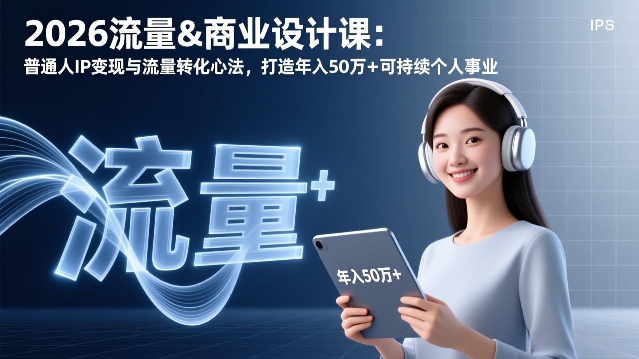 2026流量&商业设计课:普通人IP变现与流量转化心法,打造年入50万+可持续个人事业-破浪圈