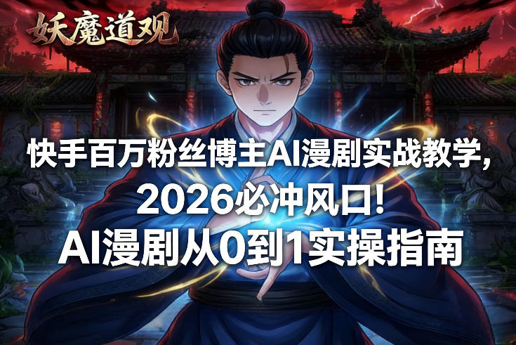 快手百万粉丝博主AI漫剧实战教学,2026必冲风口!AI漫剧从0到1实操指南-破浪圈