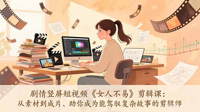 剧情竖屏短视频《女人不易》剪辑课：从素材到成片、助你成为能驾驭复杂故事的剪辑师-破浪圈