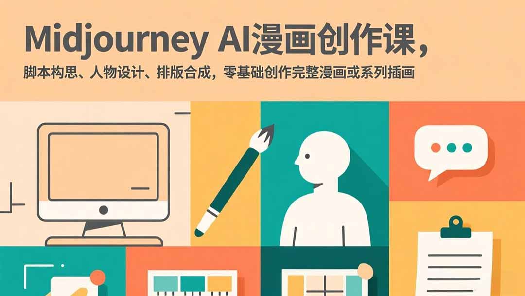Midjourney AI漫画创作课,脚本构思、人物设计、排版合成,零基础创作完整漫画或系列插画-破浪圈