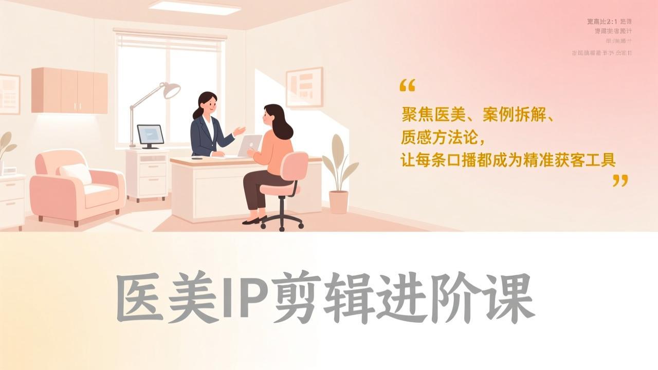 医美IP剪辑进阶课，聚焦医美、案例拆解、质感方法论，让每条口播都成为精准获客工具-破浪圈
