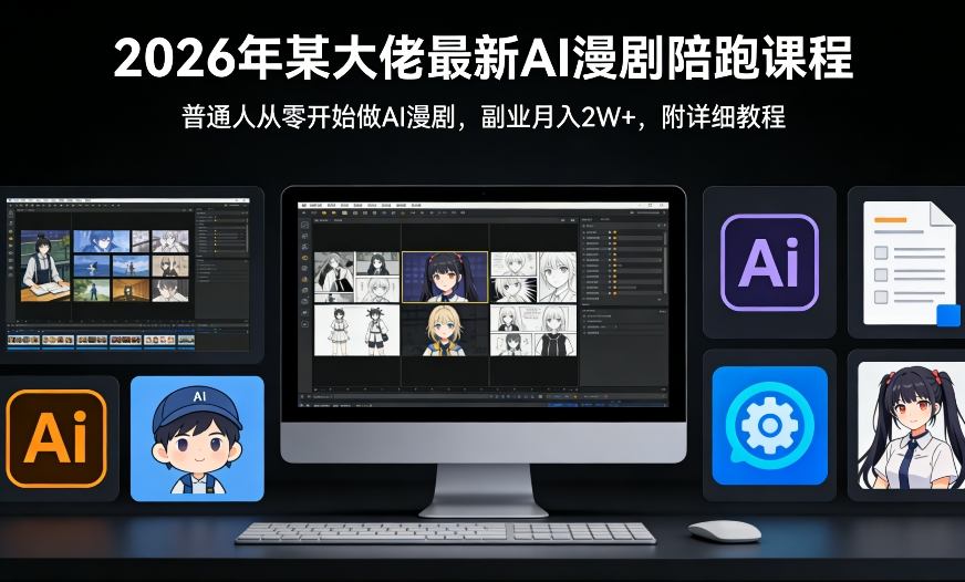 26年某大佬最新Ai漫剧陪跑课程，普通人从零开始做AI漫剧，副业月入2W+-破浪圈