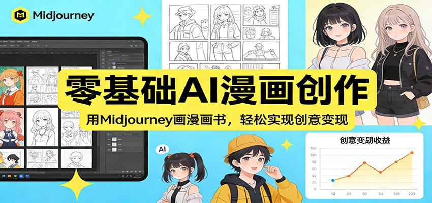 零基础AI漫画创作：用Midjourney画漫画书，轻松实现创意变现-破浪圈