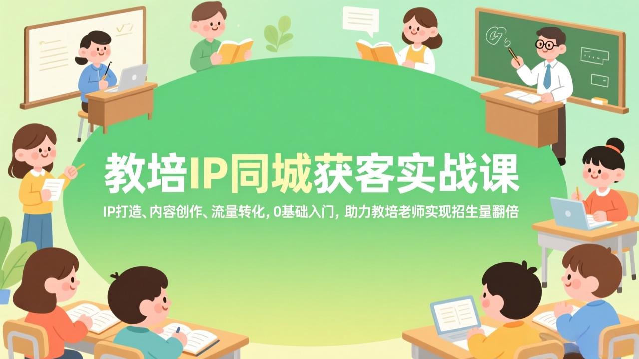 教培IP同城获客实战课,IP打造、内容创作、流量转化,0基础入门,助力教培老师实现招生量翻倍-破浪圈