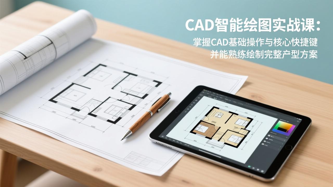 CAD智能绘图实战课：掌握CAD基础操作与核心快捷键，并能熟练绘制完整户型方案-破浪圈