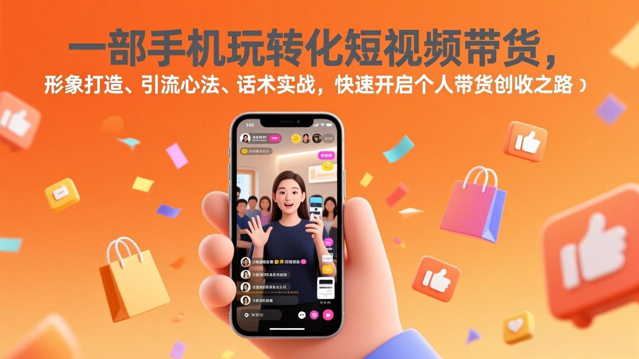 一部手机玩转化短视频带货，形象打造、引流心法、话术实战，快速开启个人带货创收之路-破浪圈