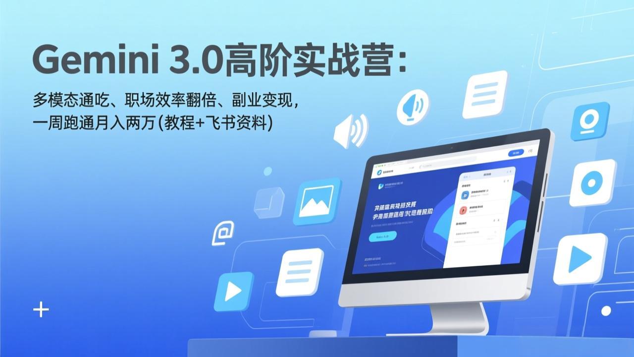Gemini 3.0高阶实战营:多模态通吃、职场效率翻倍、副业变现,一周跑通月入两万(教程+飞书资料-破浪圈
