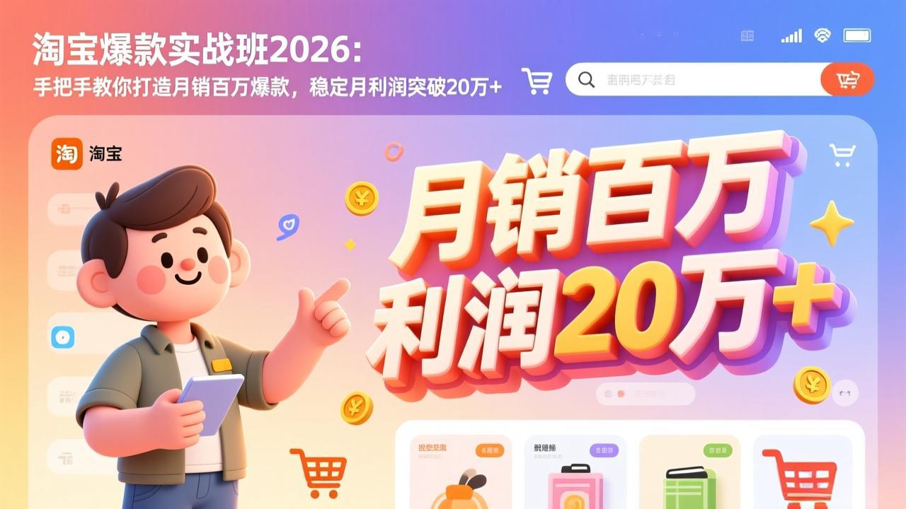 淘宝爆款实战班-2026年2月更新：手把手教你打造月销百万爆款，稳定月利润突破20万+-破浪圈