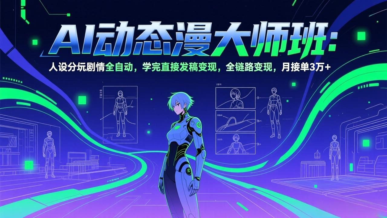 AI动态漫剧大师班：人设分镜剧情全自动，学完直接发稿变现，全链路变现，月接单3万+-破浪圈