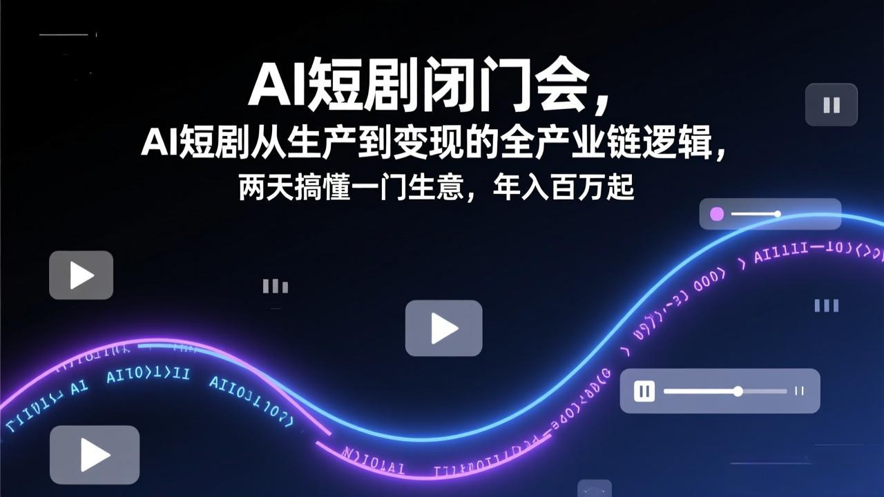 AI短剧闭门会,AI短剧从生产到变现的全产业链逻辑,两天搞懂一门生意,年入百万起-破浪圈