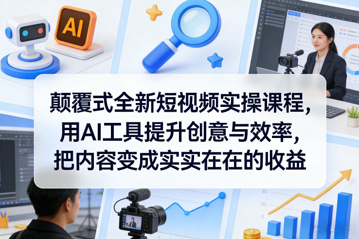 颠覆式全新短视频实操课程，用AI工具提升创意与效率，把内容变成实实在在的收益-破浪圈