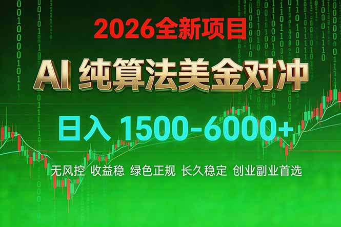 2026 全新美金对冲项目，不套平台赠金，不封号，纯算法对冲，日入 1500-6000+-破浪圈