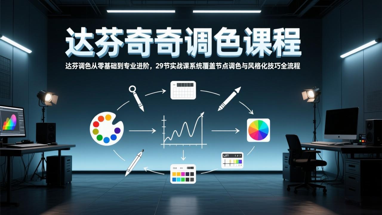 达芬奇调色从零基础到专业进阶,29节实战课系统覆盖节点调色与风格化技巧全流程-破浪圈