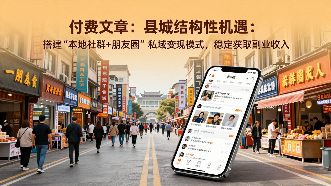付费文章:县城结构性机遇:搭建“本地社群+朋友圈”私域变现模式,稳定获取副业收入-破浪圈
