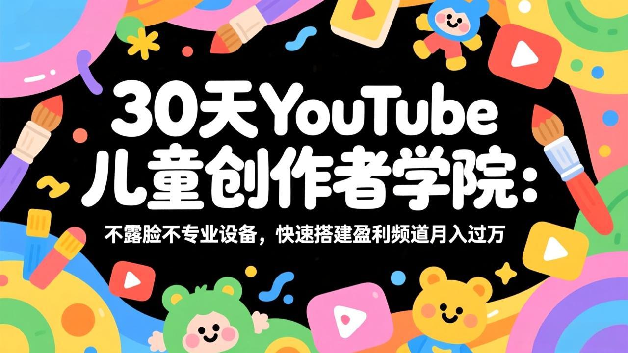 30天YouTube儿童创作者学院:不露脸不专业设备,快速搭建盈利频道月入过万-破浪圈