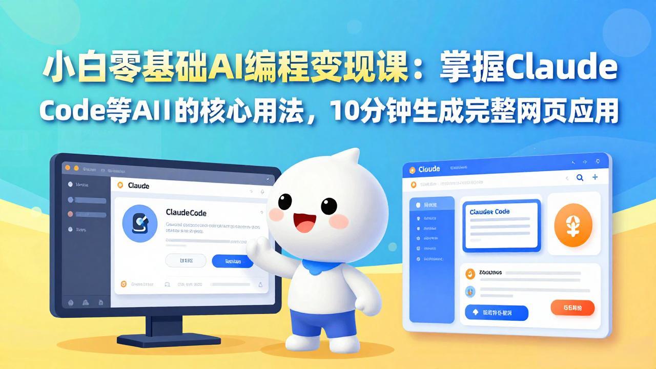 小白零基础AI编程变现课:掌握Claude Code等AI工具的核心用法,10分钟生成完整网页应用-破浪圈