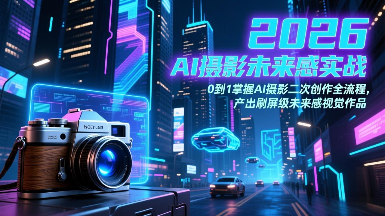 2026 AI摄影未来感实战:0到1掌握AI摄影二次创作全流程,产出刷屏级未来感视觉作品-破浪圈